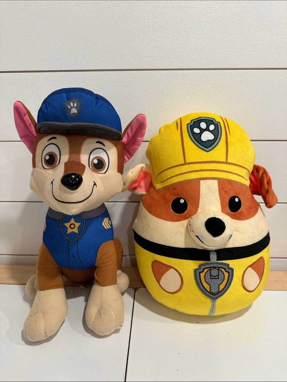 Paw Patrol Plush Chase & Rubble Set - Blue, Yellow, Brown